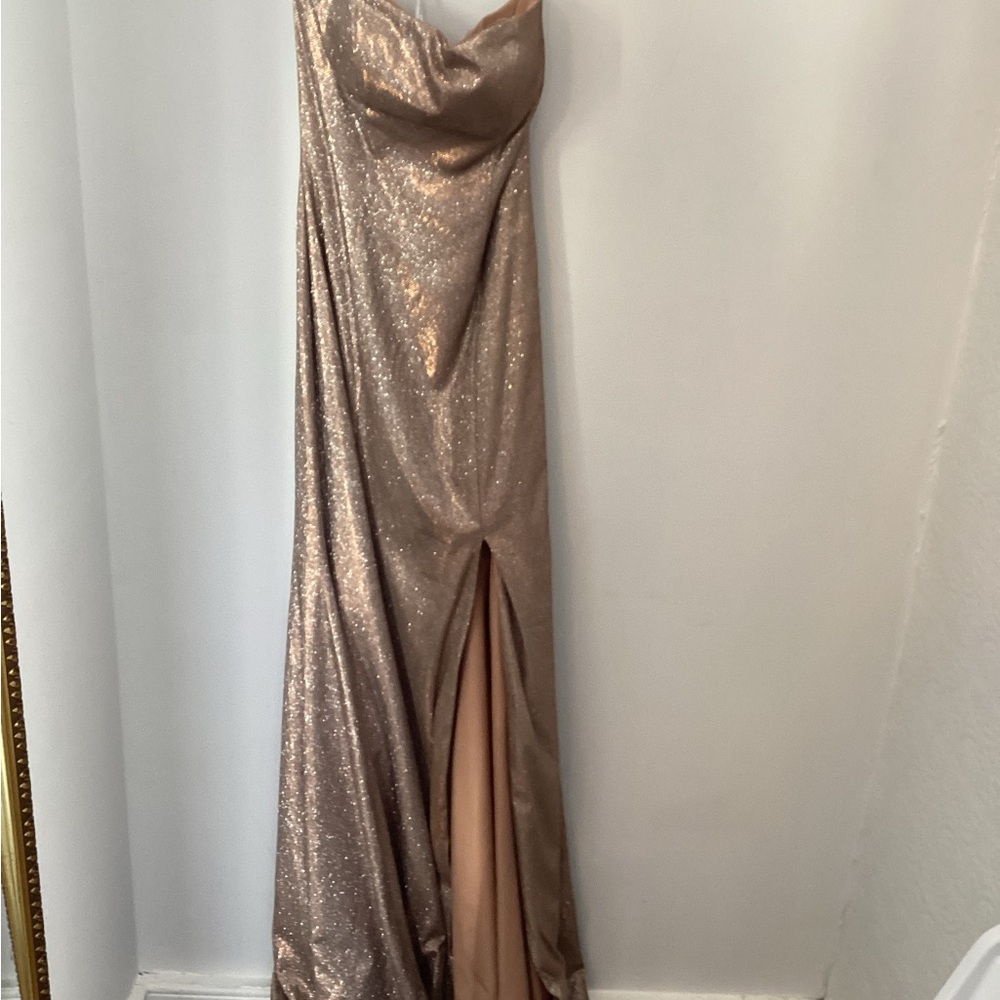 Sherri Hill gold straples sparkle dress